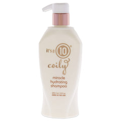 It's A 10 Coily Miracle Hydrating Shampoo bottle showing deep moisture for smooth, manageable hair.