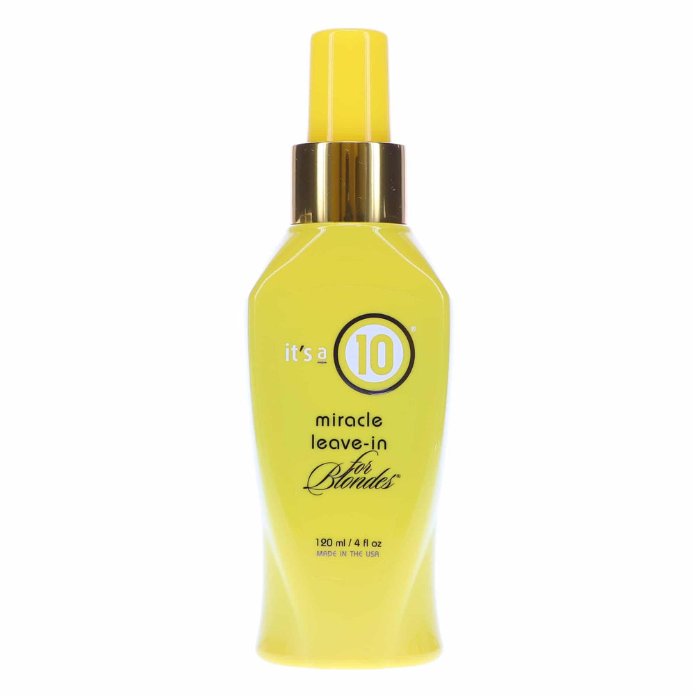 It's a 10 Haircare Blonde Miracle Leave-In bottle for smoother, shinier blonde hair.