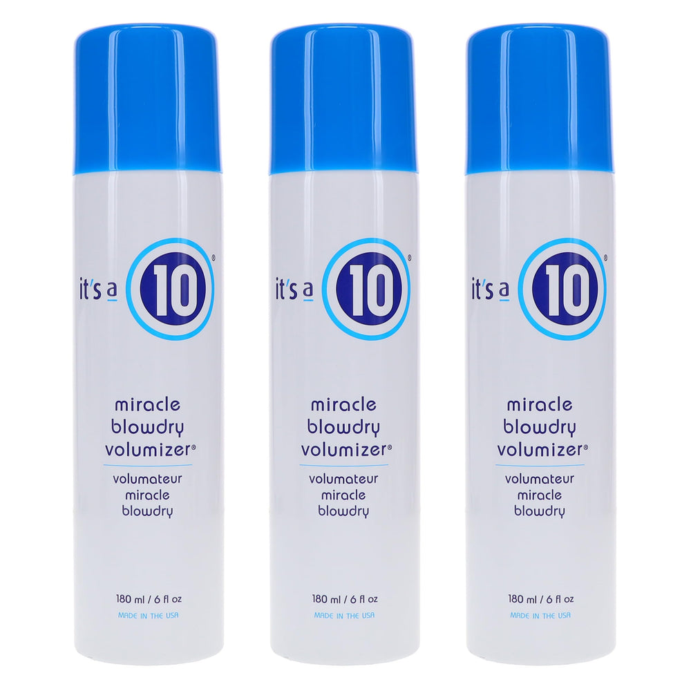 Its a 10 Haircare Miracle Blowdry Volumizer bottle front for instant volume and smooth blowouts.