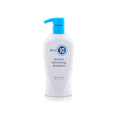 It's a 10 Haircare Miracle Volumizing Shampoo bottle closeup shows lifted roots for added volume