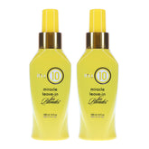 Its A 10 Miracle Blonde Leave-In bottle pour enhances shine for smoother hair.