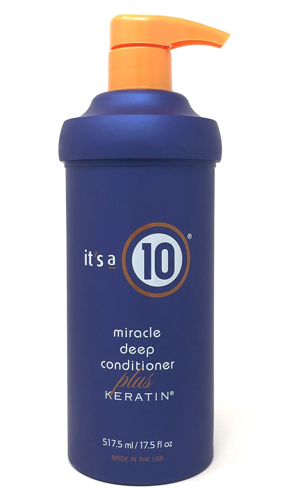 It's a 10 Miracle Deep Conditioner Plus Keratin bottle highlighting detangling and smoothing benefits.