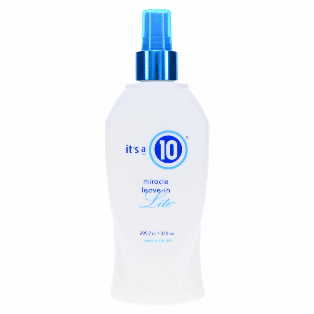 Its A 10 Miracle Leave-In Lite bottle demonstrates lightweight protection against frizz.