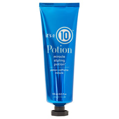 Its A 10 Potion Miracle Styling Potion bottle pour showing smoothness and frizz control for shiny hair