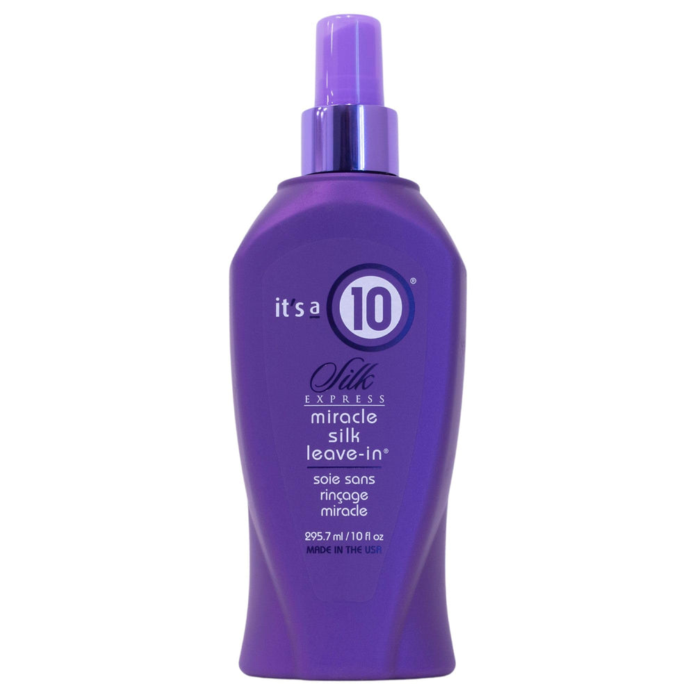 Its-a-10 Silk Express Miracle Silk Leave-In bottle promotes silky smooth hair and easy detangling