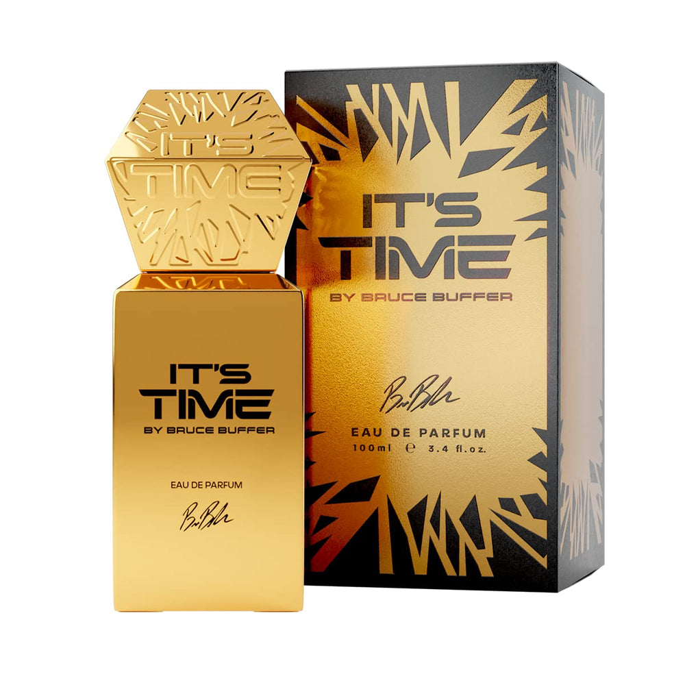 It’s Time By Bruce Buffer bottle closeup for premium EdP detailing
