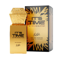 It’s Time By Bruce Buffer bottle closeup for premium EdP detailing