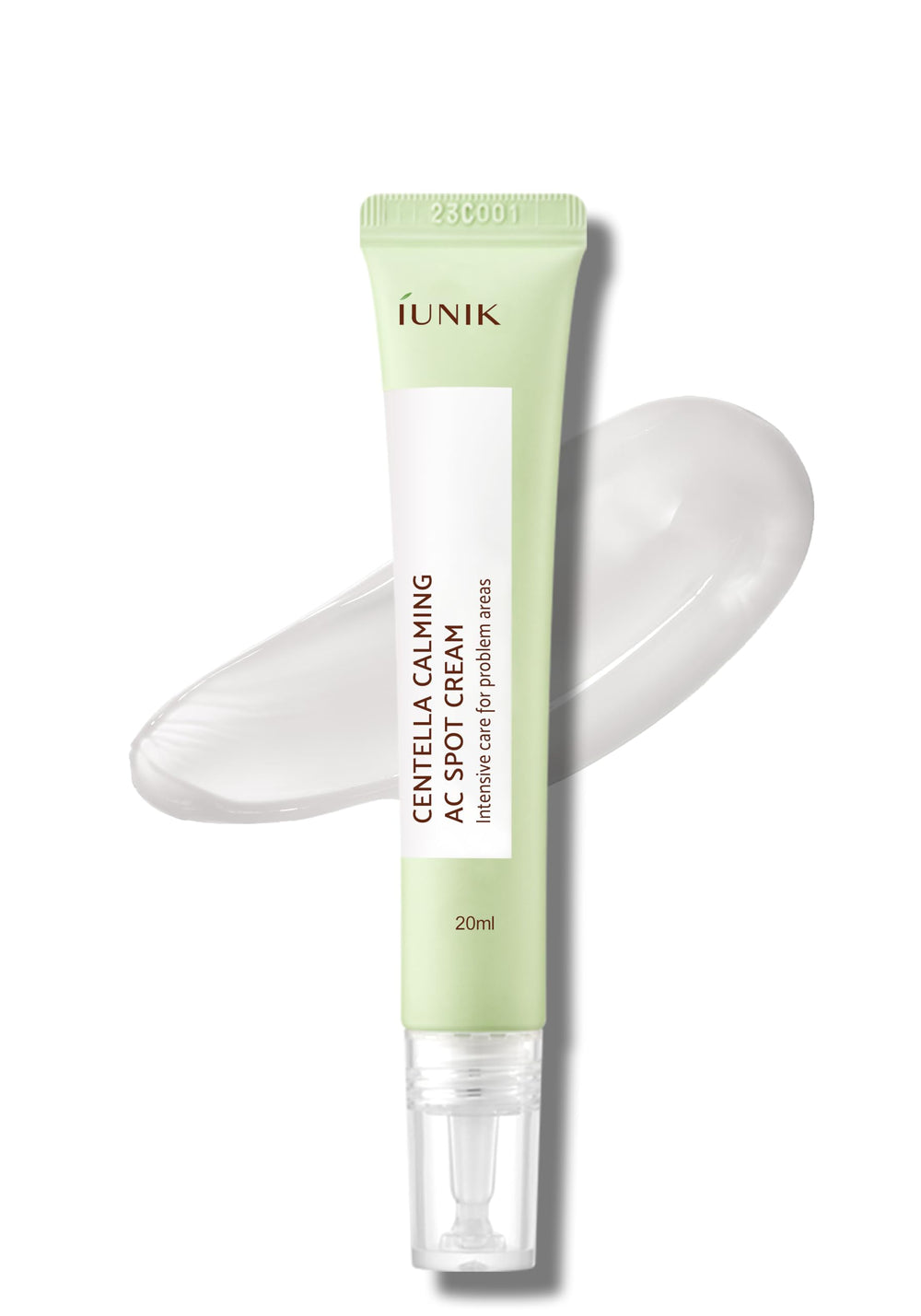 IUNIK 81% Centella spot gel tube highlights concentrated acne care formula.