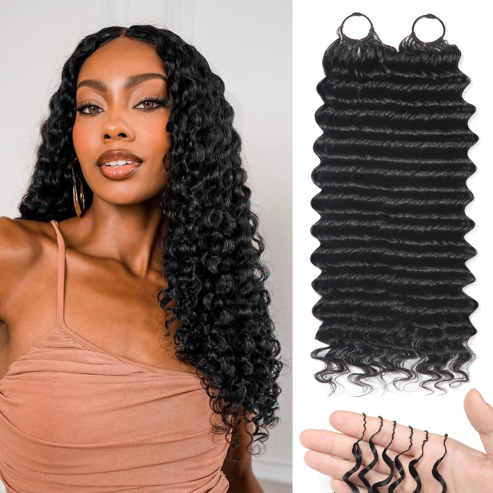 IVCoco deep-wave crochet 18in bundle close-up for natural seamless blend.