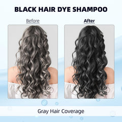 Ivnil hair dye shampoo in hand applying to gray roots for even coverage.