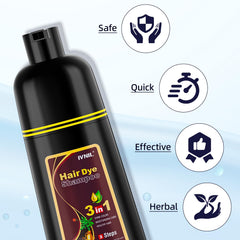 Ivnil Chestnut Brown Hair Dye Shampoo after-use shows vibrant natural tones.