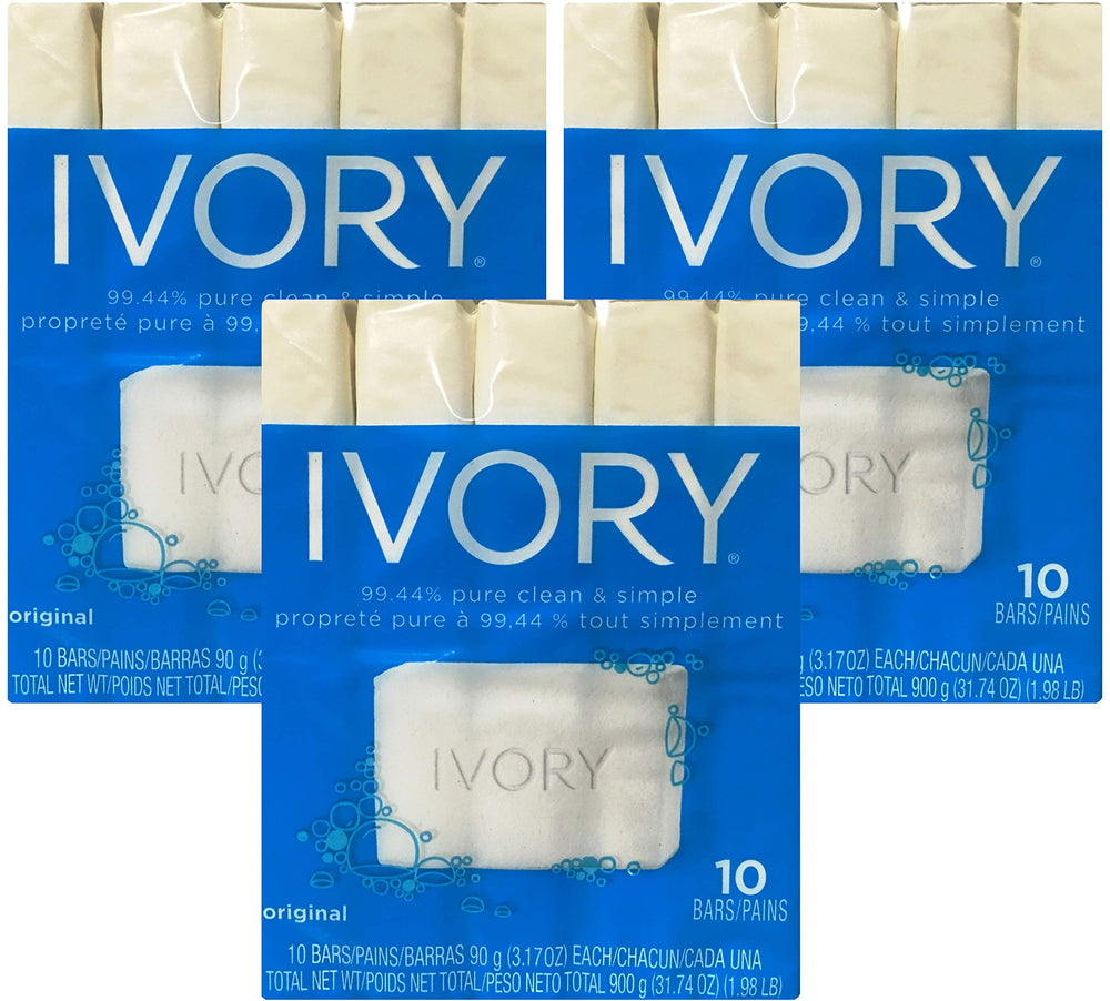 Ivory Soap original bars in a 30-pack for gentle daily cleansing.