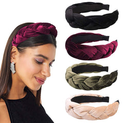 Ivyu headbands twist velvet design on model for chic everyday wear.