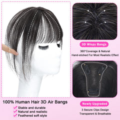 Iwig 3D cover topper bangs blend with your natural hair.