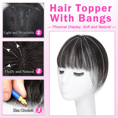 Iwig real human hair bangs provide natural texture for a seamless fringe.
