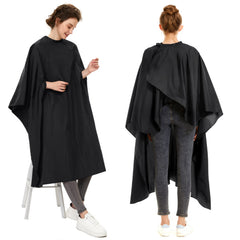 Izzycka barber cape plus-size 64x56 inches covering shoulders during dye sessions.