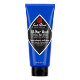 Jack Black All Over Wash bottle closeup, 3-in-1 cleanser for face, body, hair—daily convenience.