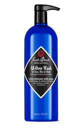 Jack Black All-Over Wash bottle shows citrus-mint oakmoss scent for a refreshing cleanse.
