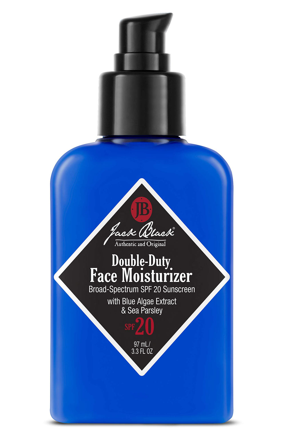 Jack Black Double-Duty Face Moisturizer bottle offers lightweight hydration and daily protection