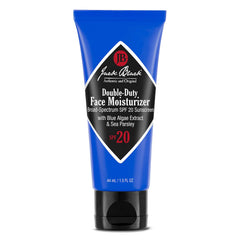 Jack Black Double Duty SPF 20 bottle close-up highlighting lightweight hydration and protection.