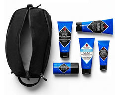 Jack Black Jetsetter gift set box, packaging highlights travel-ready grooming for men.