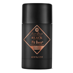 Jack Black Pit Boss Black Reserve stick, uncapped, offering reliable odor protection.