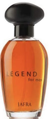 JAFRA Legend for Men bottle angle suggesting bold, all-day presence.
