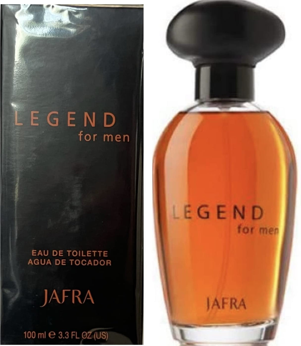 JAFRA Legend for Men bottle close-up showing premium fragrance for confident evenings.