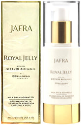 Jafra Royal Jelly Milk Balm jar close-up shows creamy hydration for radiant skin.