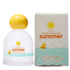 JAFRA Tender Moments Summer Fresh Baby Cologne spray-application display for beach-ready moments