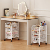 Jakyitvi rolling makeup cart top view showing space-saving under-vanity storage.