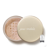 Jane Iredale Amazing Base loose powder in Light Beige compact for sheer-to-medium coverage.