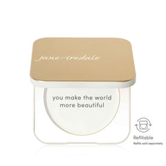 Jane Iredale Gold Refillable Compact durable aluminum shell protects powder while traveling.