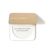Jane Iredale Gold Refillable Compact open with mirror for on-the-go touch-ups.