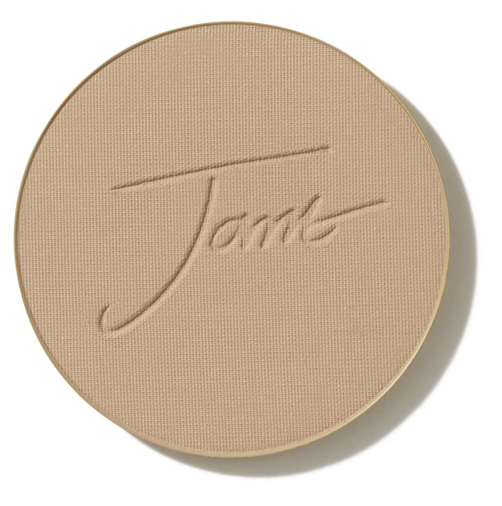 Jane Iredale PurePressed Base Riviera compact swatch shows natural matte finish with SPF.