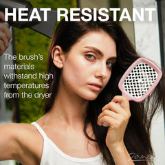 Janeke Superbrush heat-resistant body withstands high dryer temperatures for safe styling.