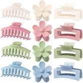 JANFUN large flower hair clip blue securely holds thick hair for daily wear