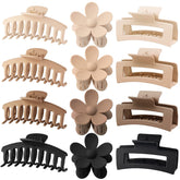 JANFUN large hair claw clip rectangle flower closeup showing strong hold for thick hair