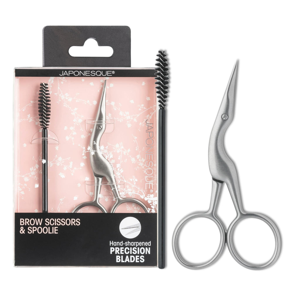 JAPONESQUE brow scissors stainless steel blades close-up for precise trimming