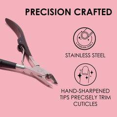 JAPONESQUE Cuticle Nipper Soft Touch in use for nail care at home