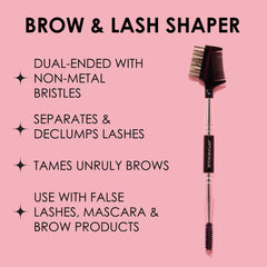 JAPONESQUE dual-spoolie brow-definer in action for grooming.