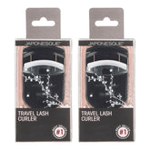 JAPONESQUE Travel Eyelash Curler Black 2 Pack front view showing compact, travel-friendly design.