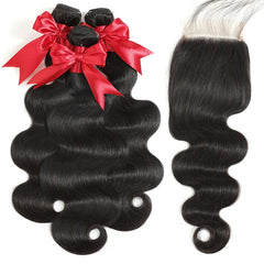 JARAMA 12A body wave bundles with closure 20-inch depth shot showing sewing-in potential