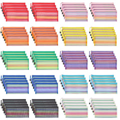 JARLINK 80-pack mesh zipper pouches neatly organize cosmetics, receipts, and small office supplies.