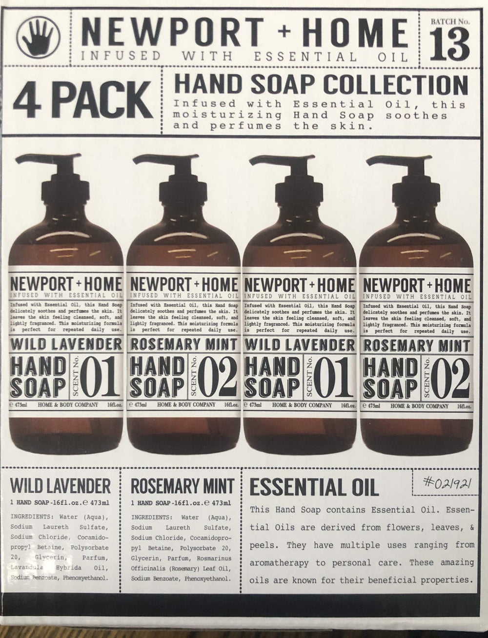 JAROFUREL Newport hand soap rosemary mint—soothing daily cleanse with coconut oil.