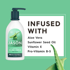 JASON Aloe Vera Shower Gel ingredients panel shows vitamin E and pro-vitamin B5