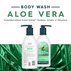 JASON Aloe Vera Shower Gel pour demonstrates smooth lather and refreshing skin feel