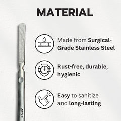 Jaws Podiatry callus grater side-handling demonstrates ergonomic grip for controlled, comfortable use.