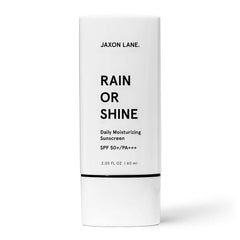 JAXON LANE Rain or Shine SPF50 tube shown for daily protection