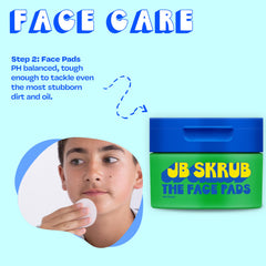 JB SKRUB face lotion bottle highlighting lightweight hydration and dryness protection.
